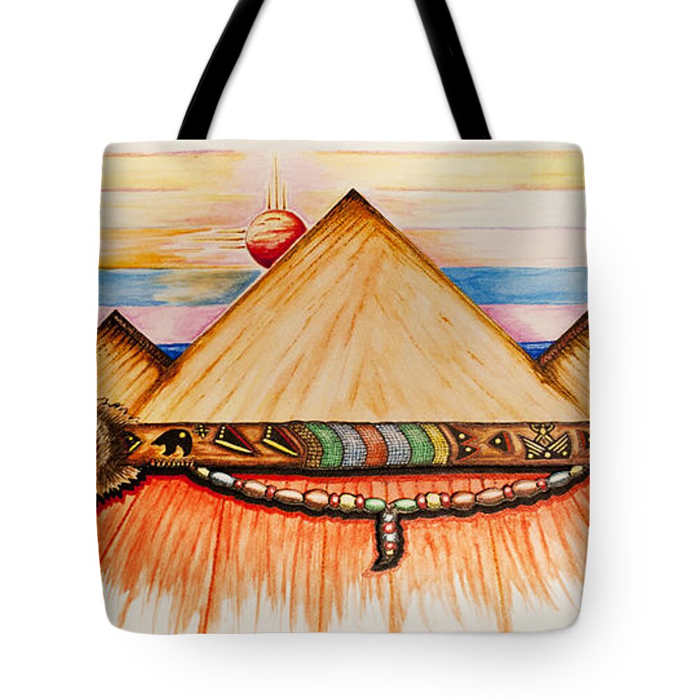 Native American Tote Bag featuring the mixed media Ceremonial Peace by Kem Himelright