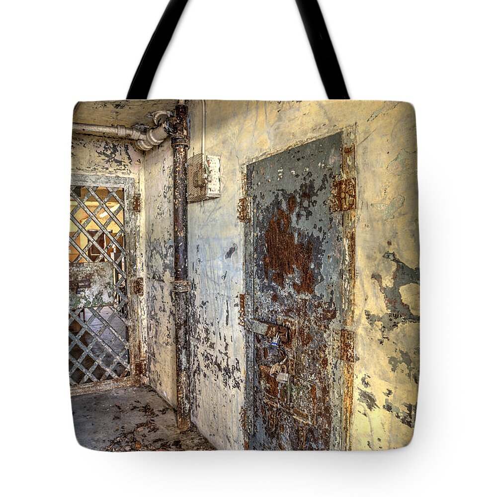 Doors Tote Bag featuring the photograph Chain Gang-2 by Charles Hite