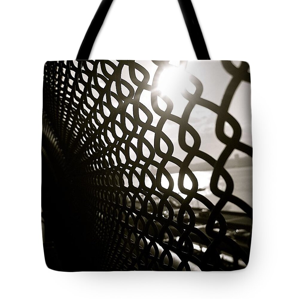 Chains Tote Bag featuring the photograph Chains by Ydania Ogando