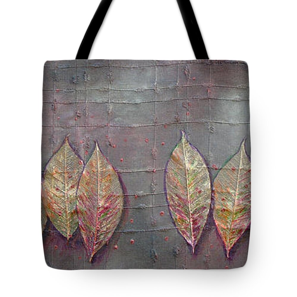 Leaves Tote Bag featuring the mixed media Changing Leaves by Phyllis Howard
