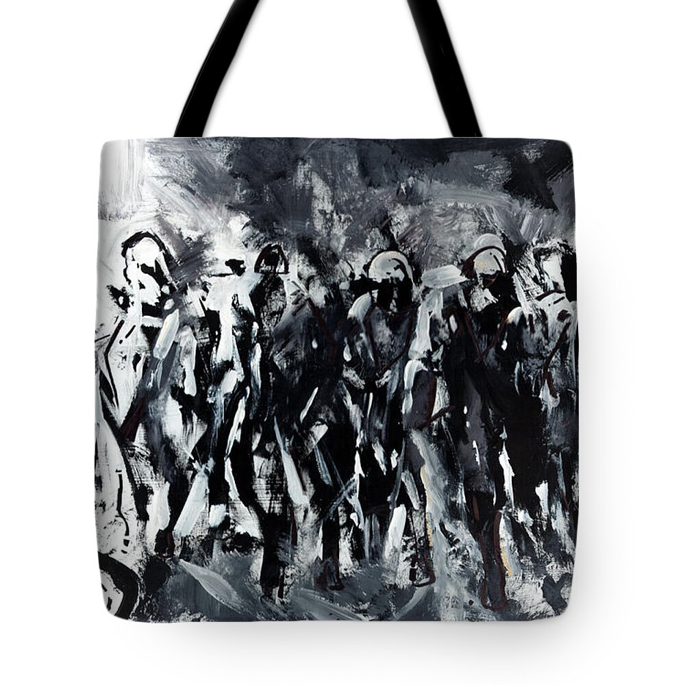 Horse Racing Tote Bag featuring the painting Chaos Curve by John Gholson