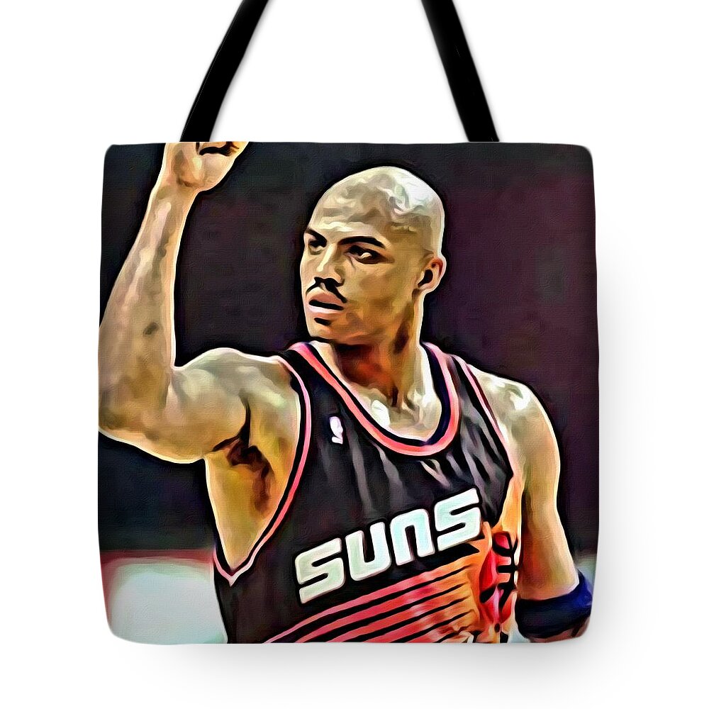 Charles Barkley Tote Bag featuring the painting Charles Barkley by Florian Rodarte