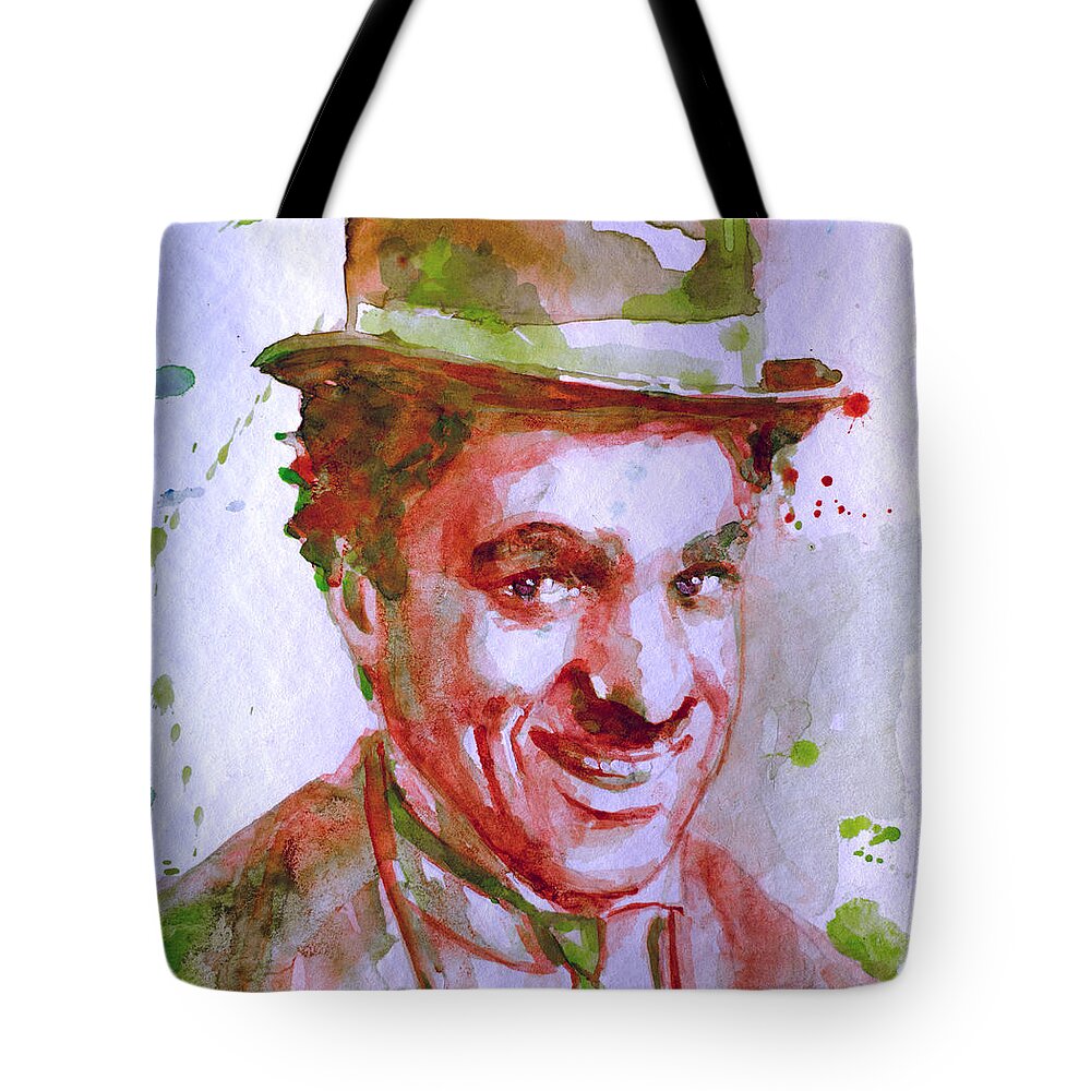 Chaplin Tote Bag featuring the painting Charlie Chaplin by Laur Iduc