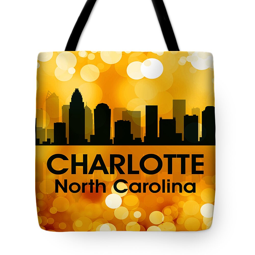City Silhouette Tote Bag featuring the digital art Charlotte NC 3 by Angelina Tamez