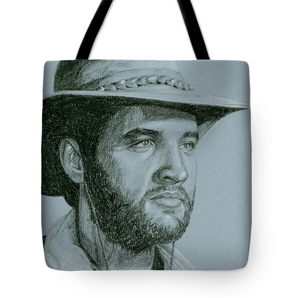 Elvis Tote Bag featuring the drawing Charro by Rob De Vries