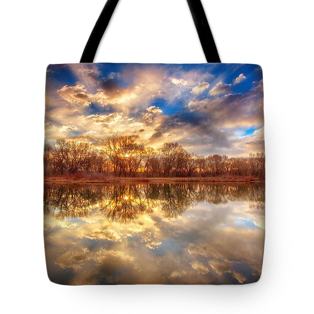 Lake Tote Bag featuring the photograph Chatfield Sunrise by Darren White