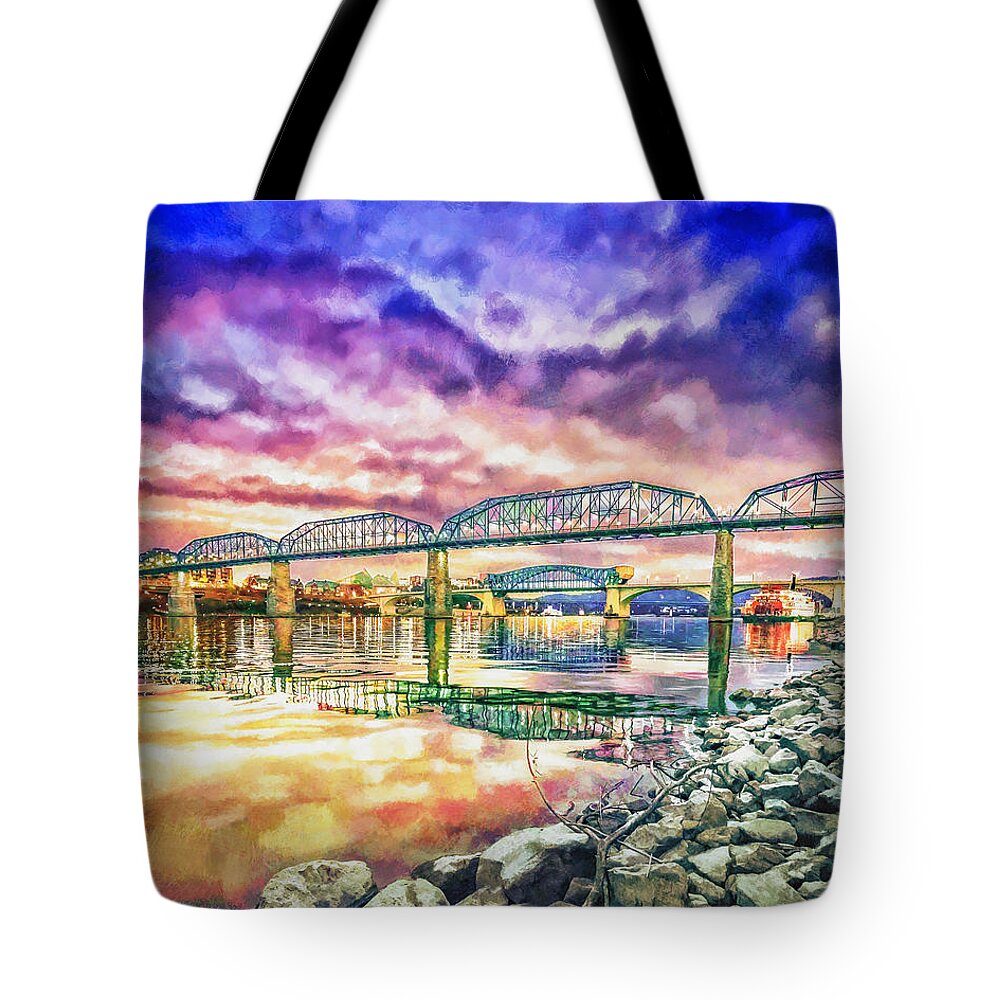 Chattanooga Tote Bag featuring the photograph Chattanooga Reflection 1 by Steven Llorca