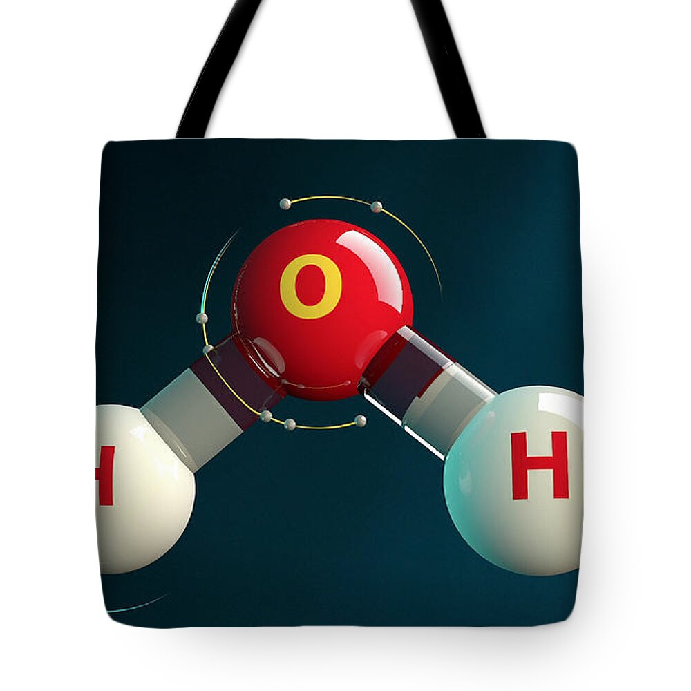 Chemical Bond Tote Bag featuring the photograph Chemical Bond Forms H2o Electrons by Intelecom