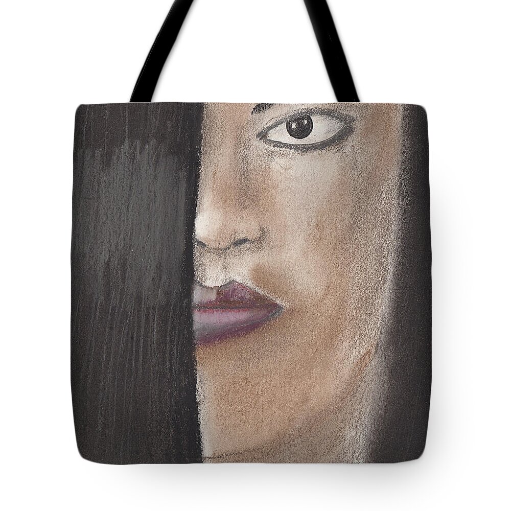 Black Woman Tote Bag featuring the pastel Cherry by David Jackson
