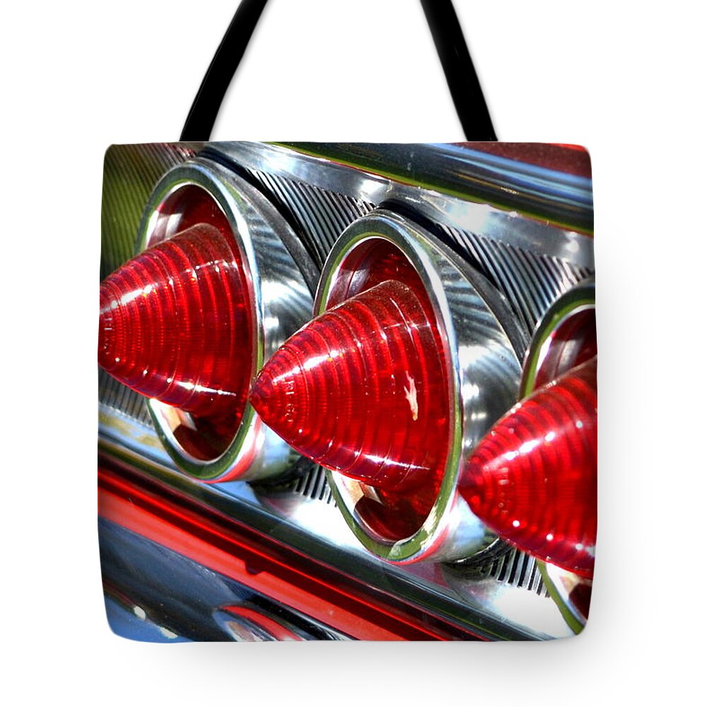 Stoplights Tote Bag featuring the photograph Chevy-1 by Dean Ferreira