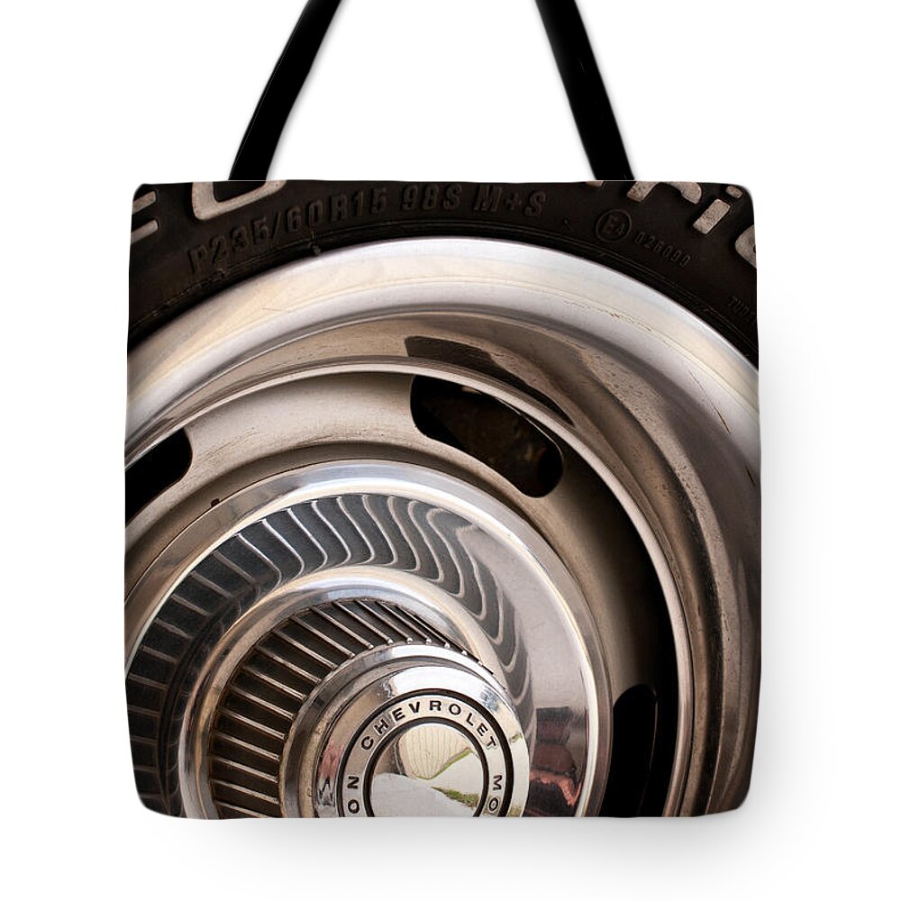 1969 Tote Bag featuring the photograph Chevy Wheel by Rick Piper Photography