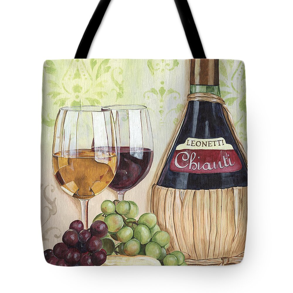 Wine Tote Bag featuring the painting Chianti and Friends by Debbie DeWitt