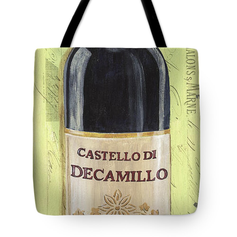 Alcohol Tote Bag featuring the painting Chianti and Friends Panel 2 by Debbie DeWitt