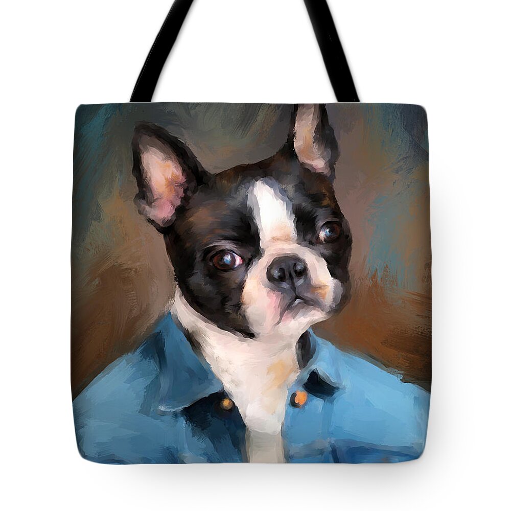 Art Tote Bag featuring the painting Chic Boston Terrier by Jai Johnson