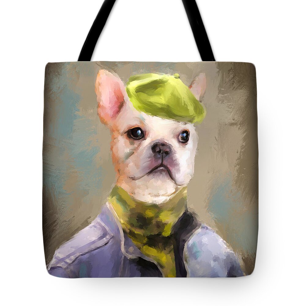 Art Tote Bag featuring the painting Chic French Bulldog by Jai Johnson