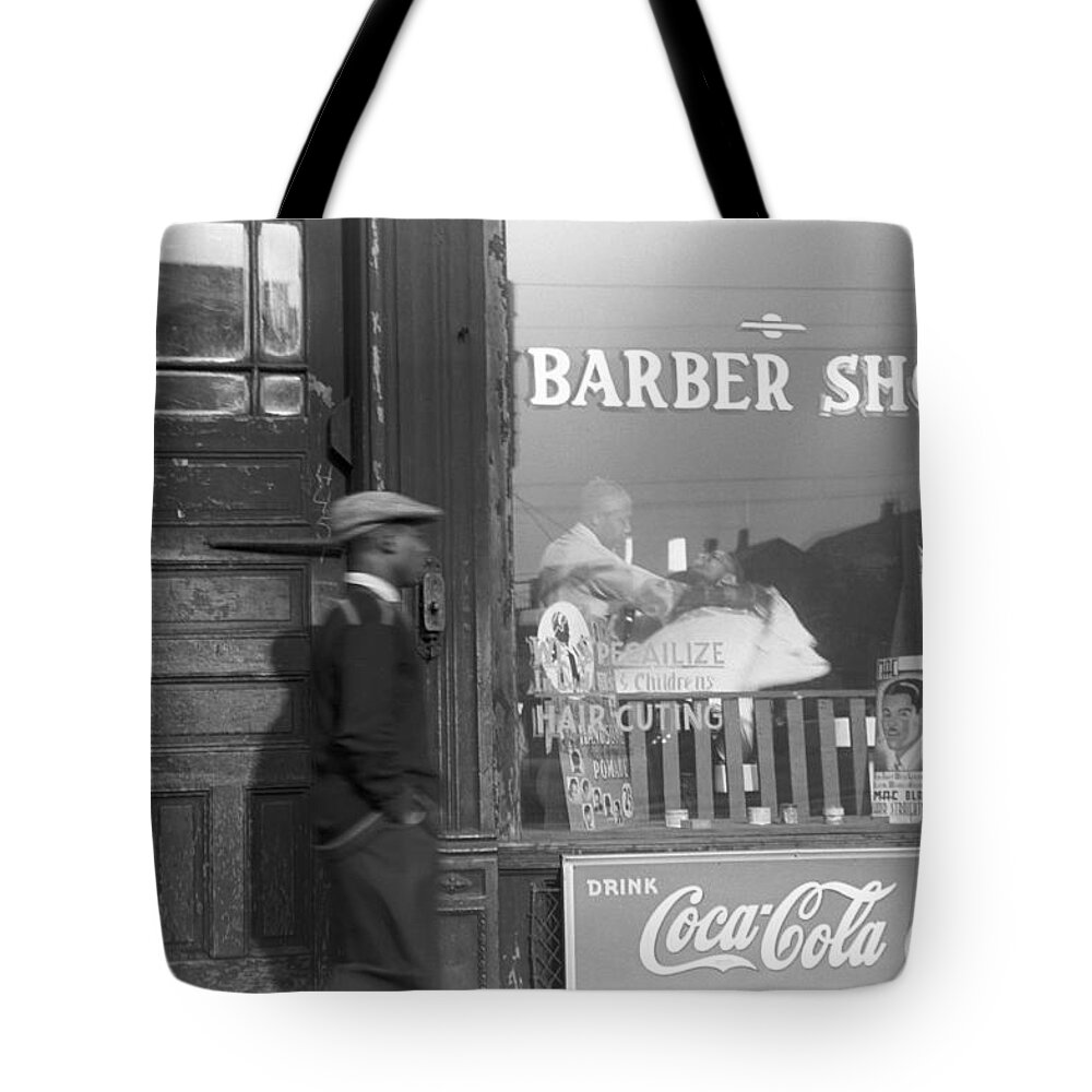 1941 Tote Bag featuring the photograph Chicago Barber Shop, 1941 by Edwin Rosskam