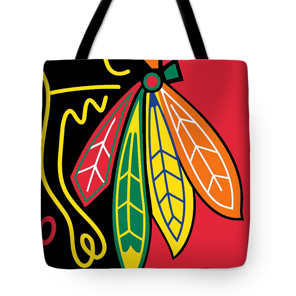 Chicago Tote Bag featuring the painting Chicago Blackhawks by Tony Rubino