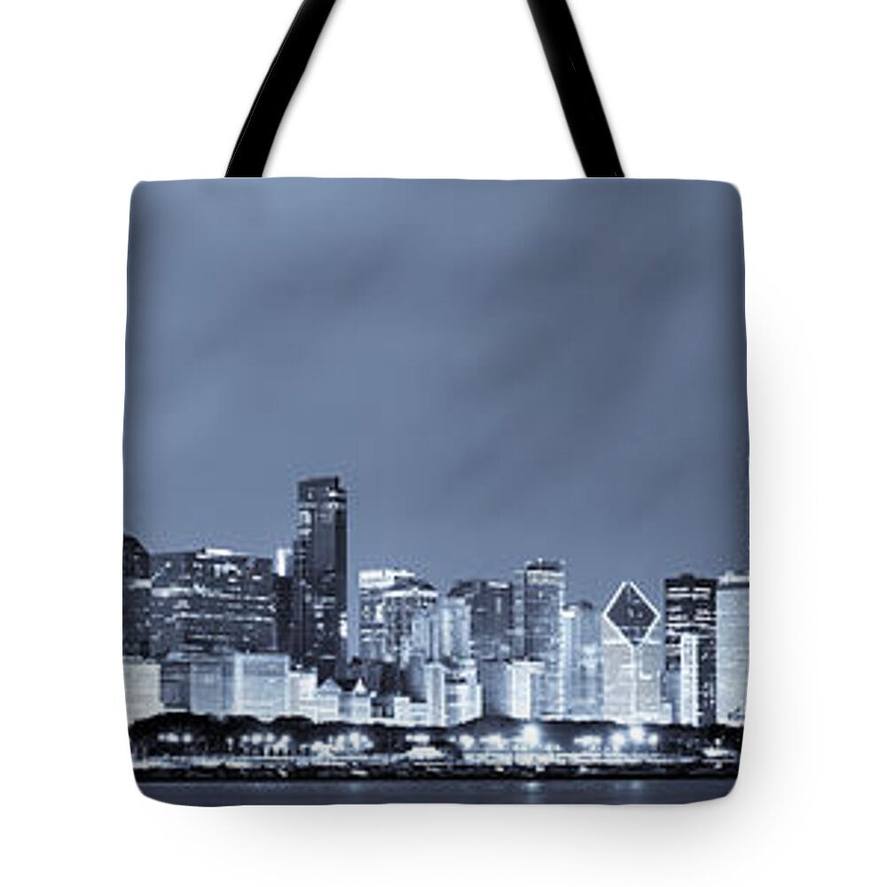 Chicago Skyline Tote Bag featuring the photograph Chicago in Blue by Sebastian Musial