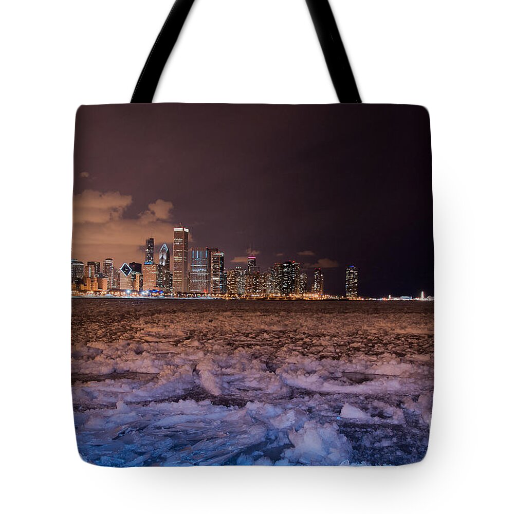 Lake Shore Drive Tote Bag featuring the photograph Chicago night skyline by Dejan Jovanovic