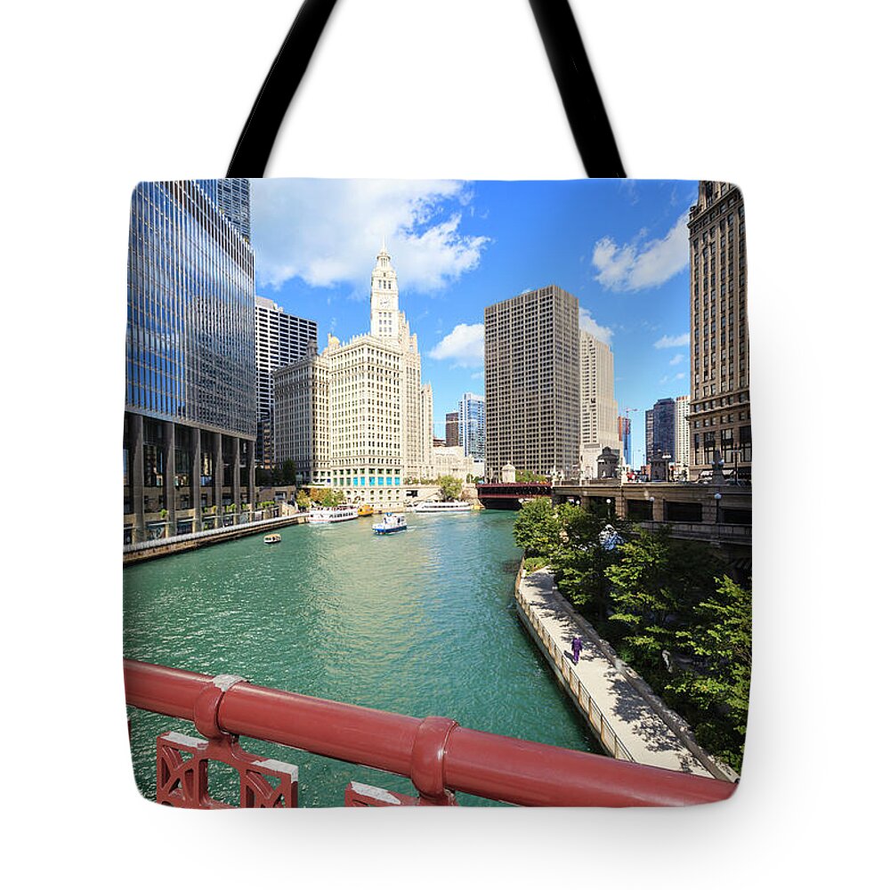 Chicago River Tote Bag featuring the photograph Chicago River, Chicago by Fraser Hall