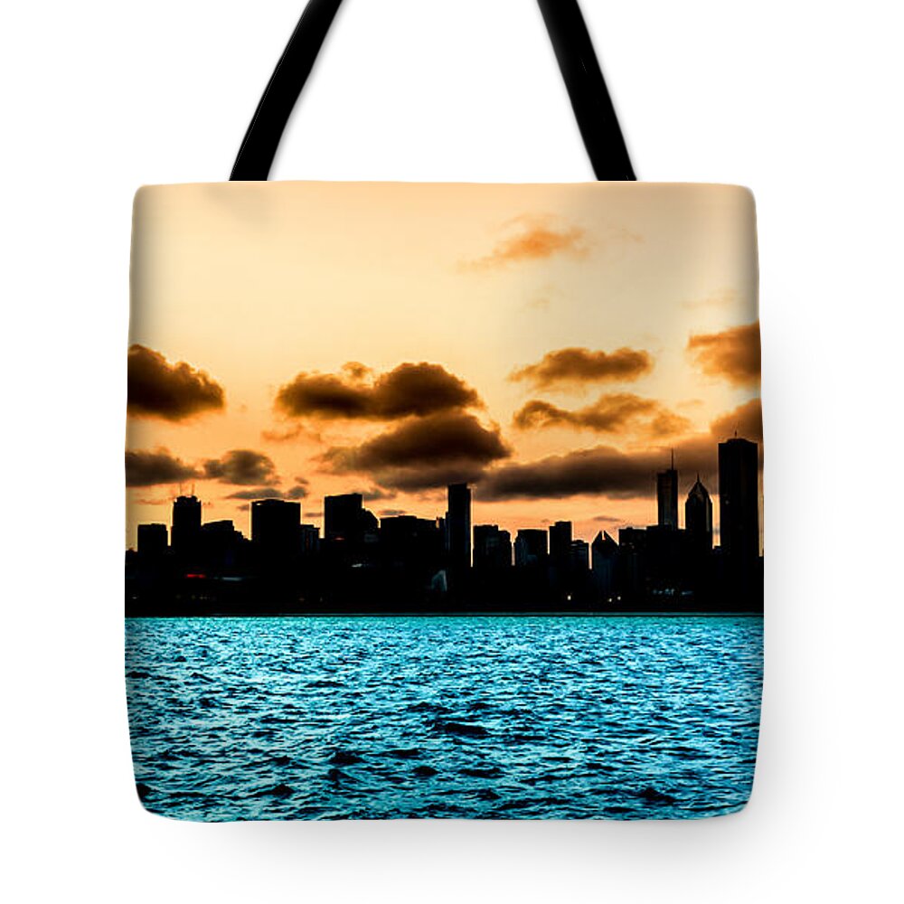 Chicago Skyline Silhouette Tote Bag featuring the photograph Chicago Skyline Silhouette by Semmick Photo