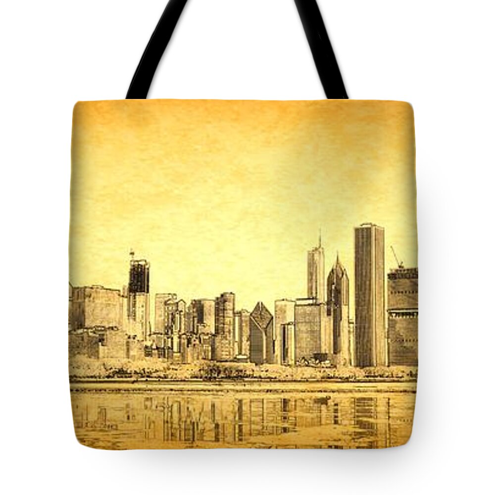Chicago Panorama Tote Bag featuring the photograph Chicago Sunrise by Dejan Jovanovic
