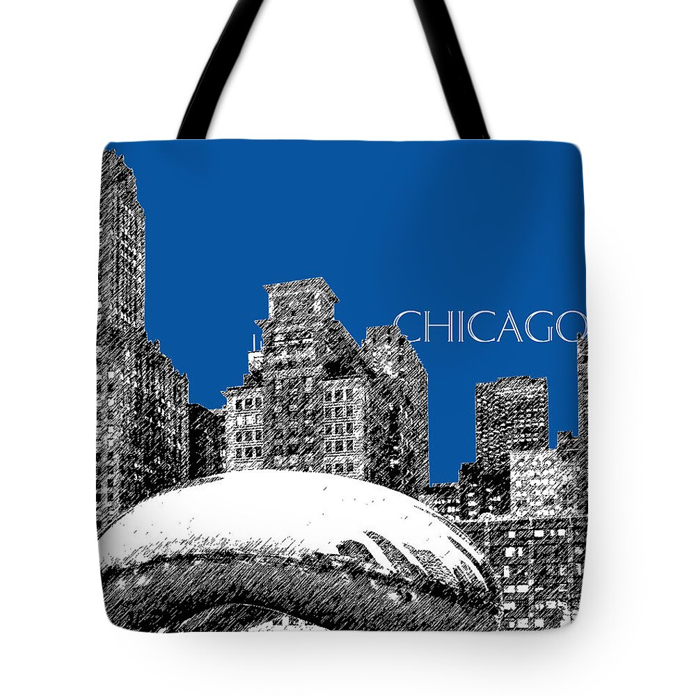 Architecture Tote Bag featuring the digital art Chicago The Bean - Royal Blue by DB Artist