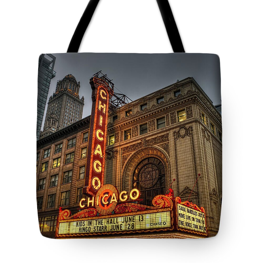 Chicago Theatre Hdr Tote Bag featuring the photograph Chicago Theatre HDR by Josh Bryant