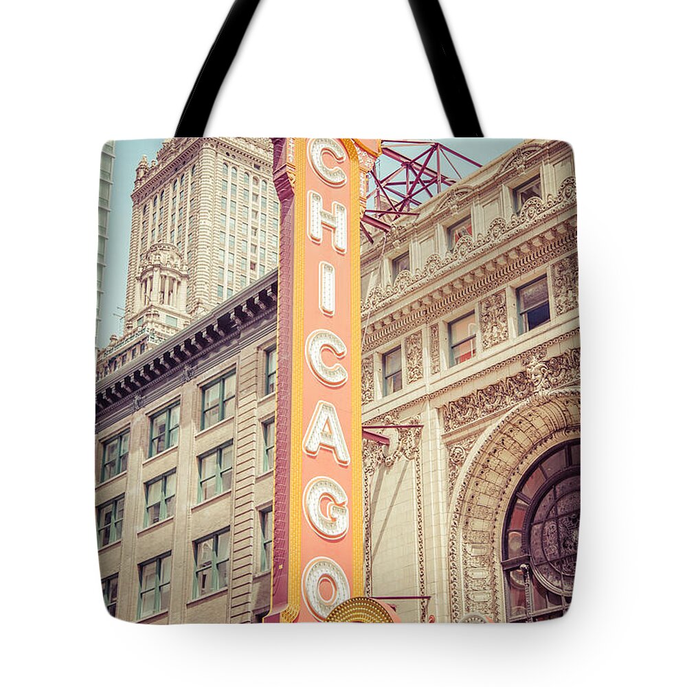 America Tote Bag featuring the photograph Chicago Theatre Retro Vintage Picture by Paul Velgos