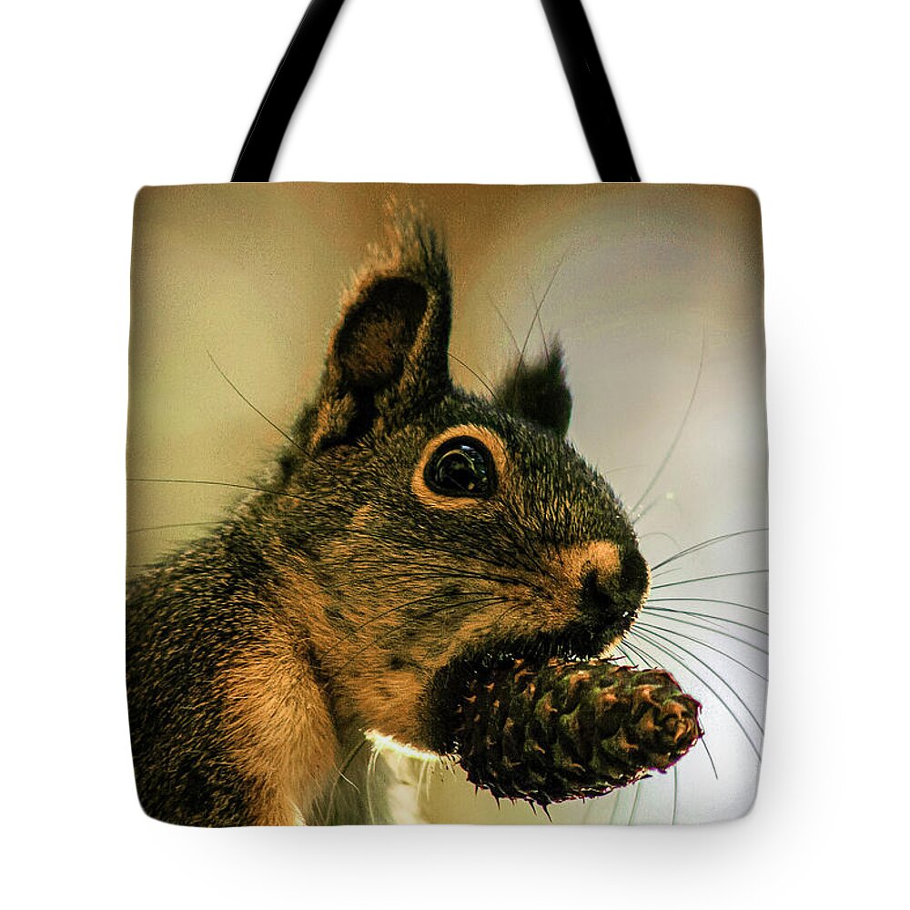 Chickaree Tote Bag featuring the photograph Chickaree by Mitch Shindelbower