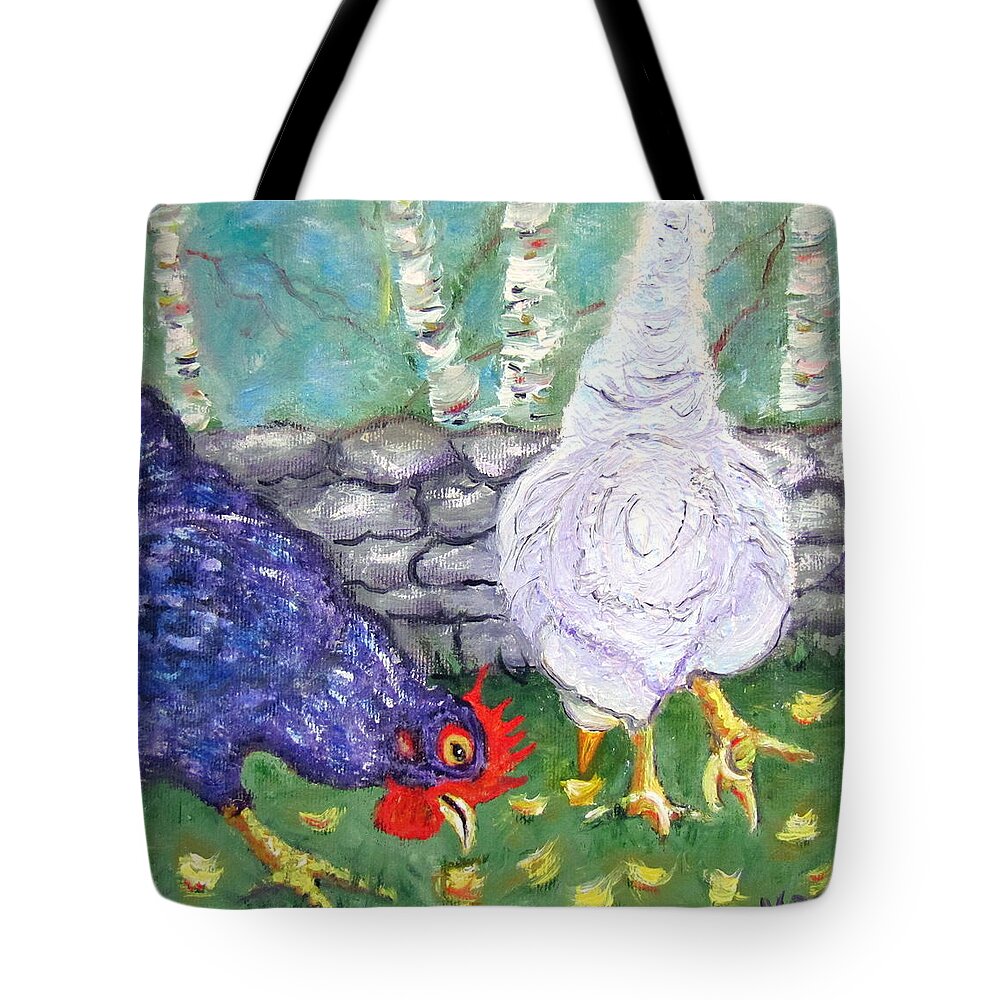 Chicken Tote Bag featuring the photograph Chicken Neighbors by Natalie Rotman Cote