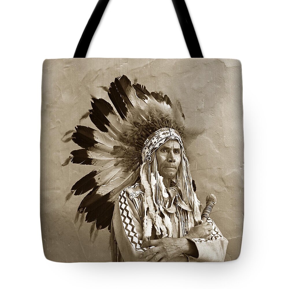Red Tote Bag featuring the photograph Chief Red Eagle Carmel California circa 1940 by Monterey County Historical Society
