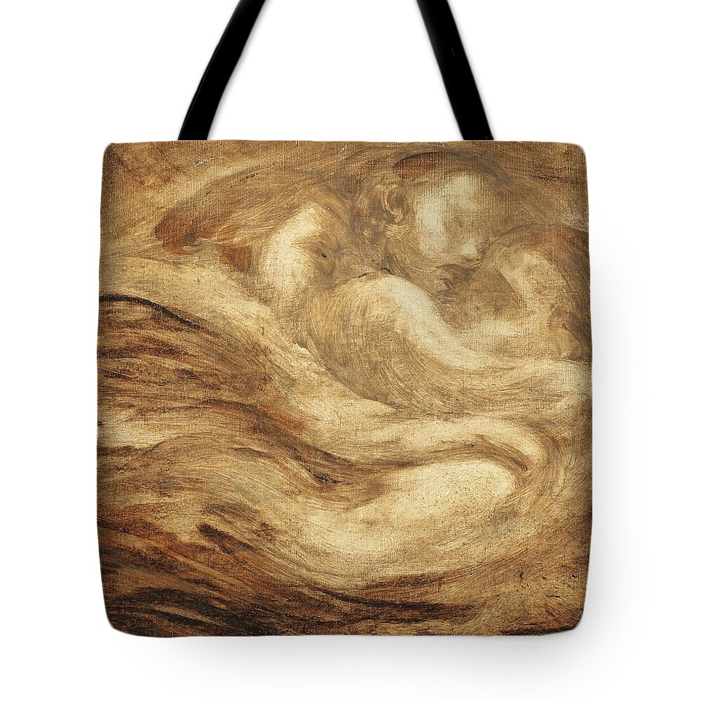Eugene Carriere Tote Bag featuring the painting Children Asleep by Eugene Carriere