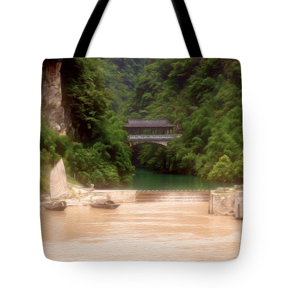 China Tote Bag featuring the photograph Chinese Covered Bridge by Tracy Winter