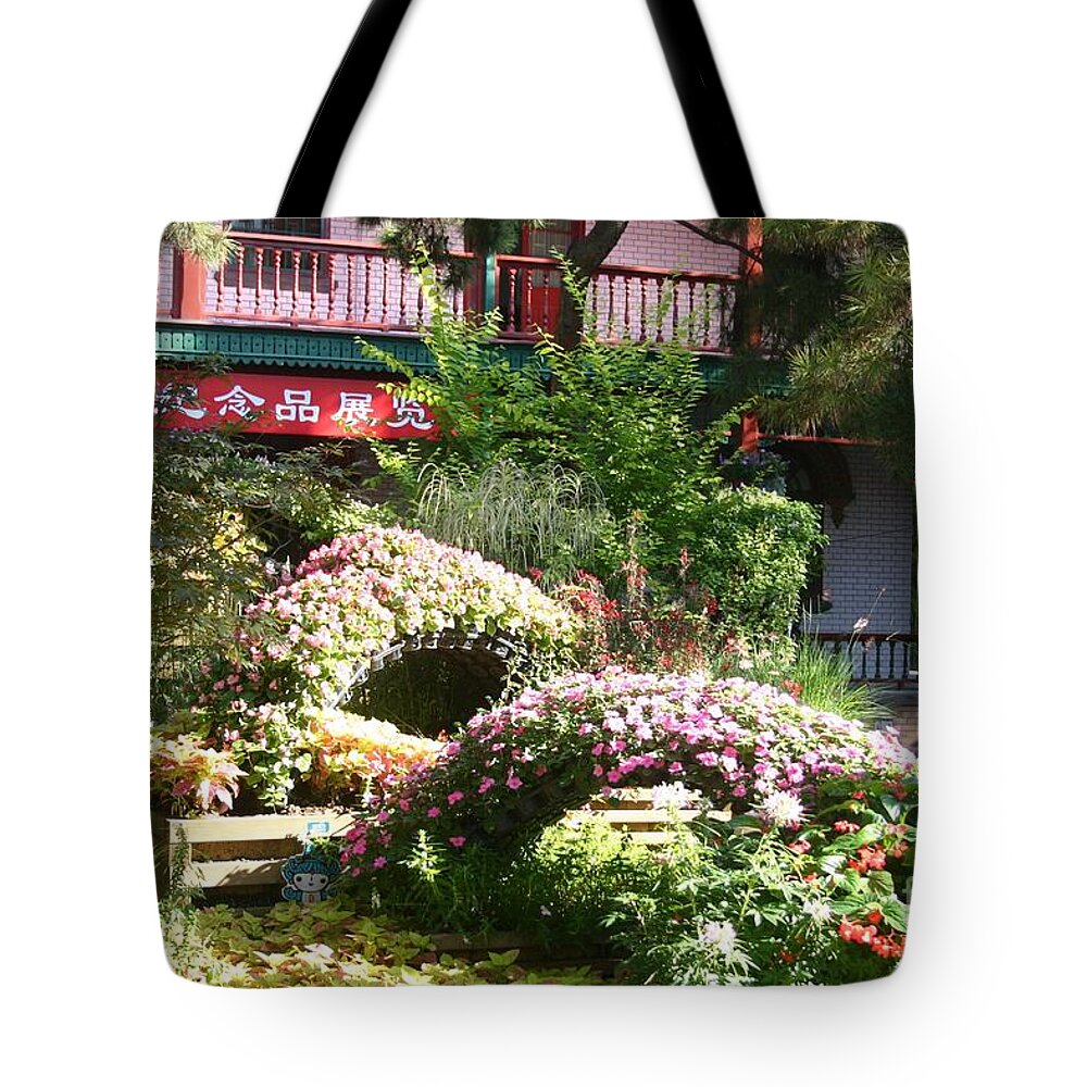 Chinese Garden Tote Bag featuring the photograph Chinese Garden by Barbie Corbett-Newmin