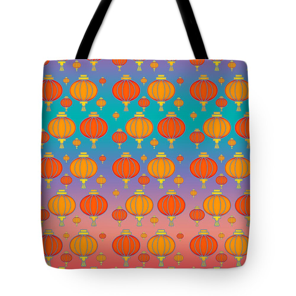 China Tote Bag featuring the digital art Chinese lanterns by Gaspar Avila