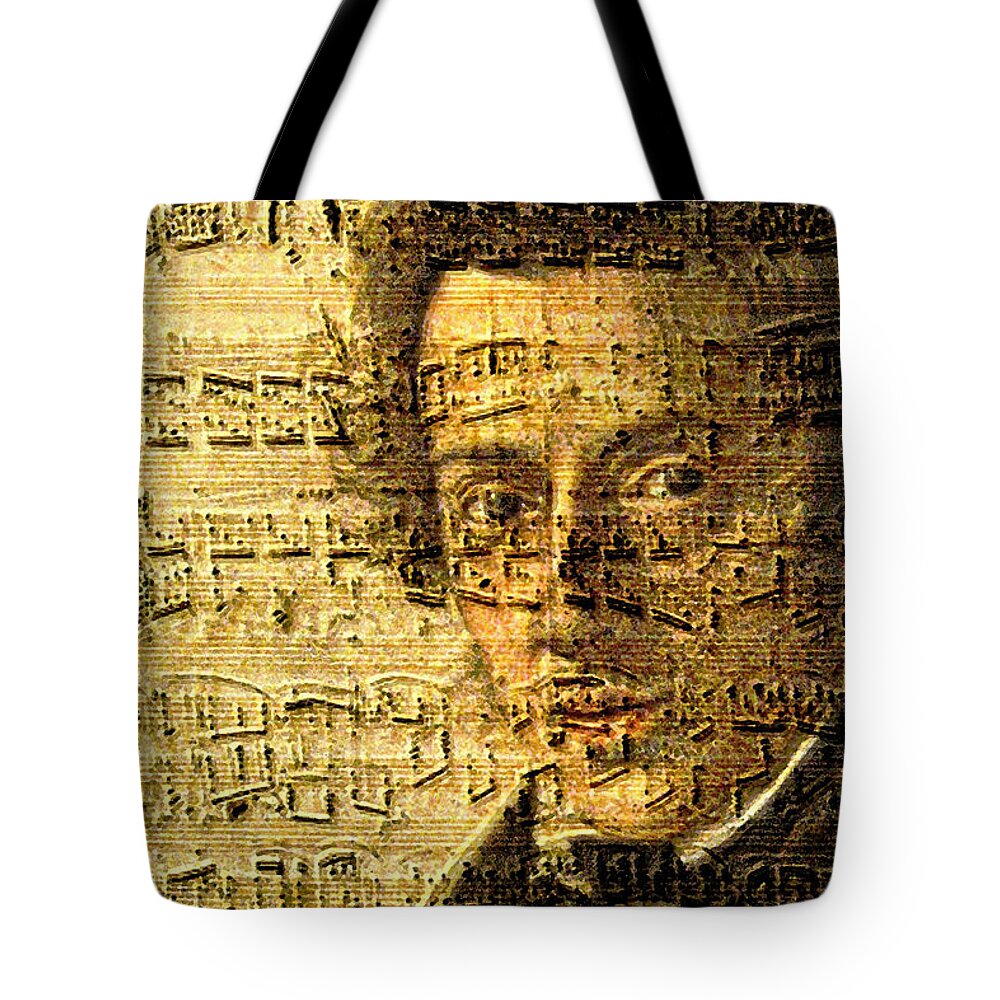 Classical Music Tote Bag featuring the digital art Frederic Chopin by John Vincent Palozzi