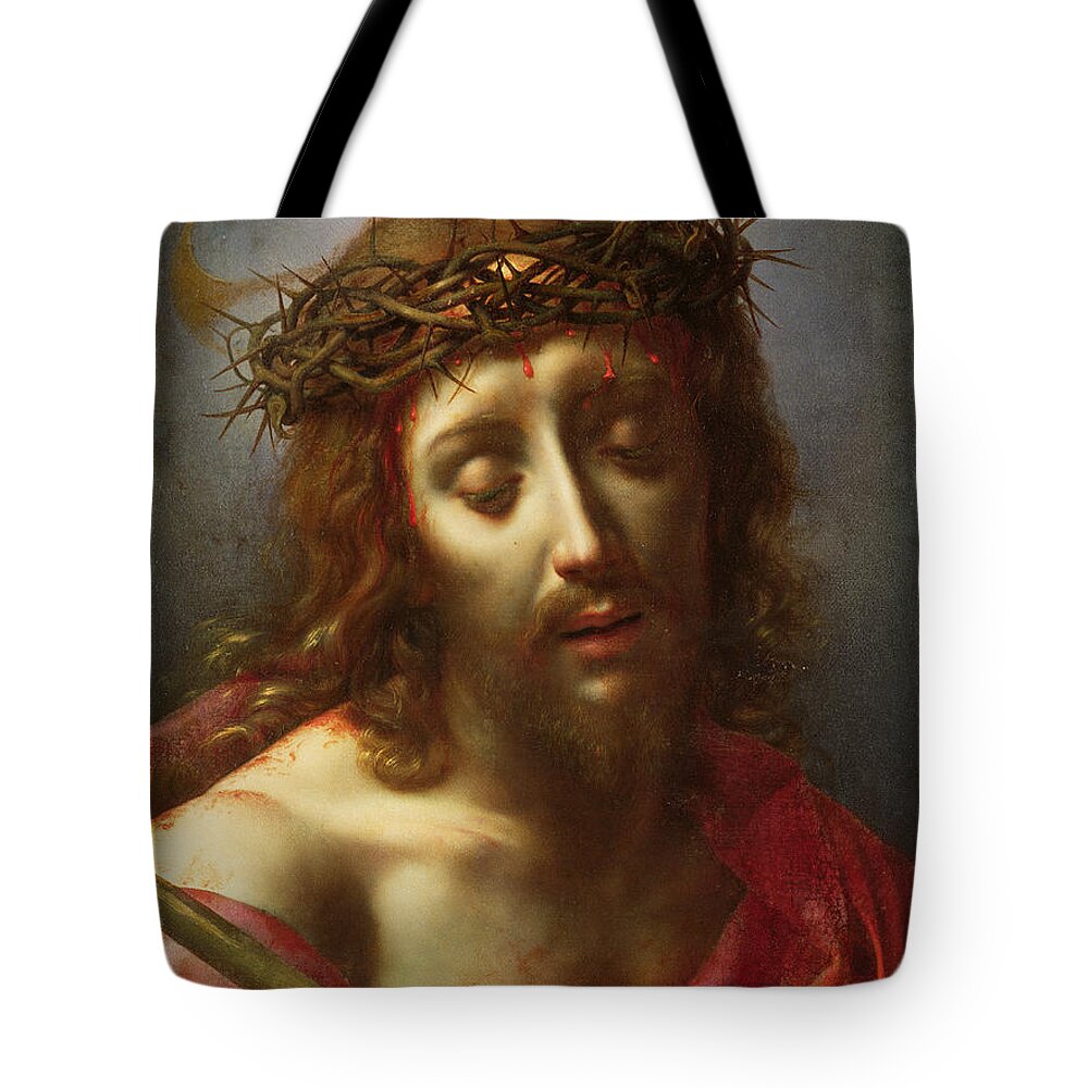 Halo Tote Bag featuring the painting Christ as the Man of Sorrows by Carlo Dolci