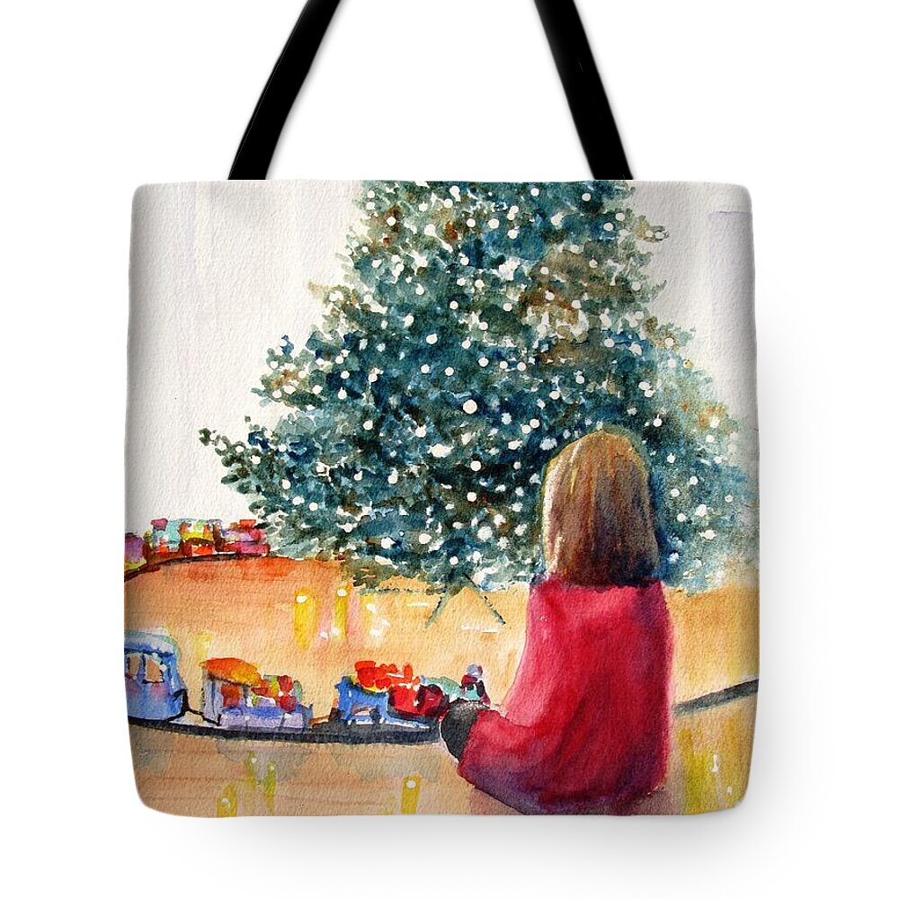 Christmas Tote Bag featuring the painting Christmas by Carlin Blahnik CarlinArtWatercolor