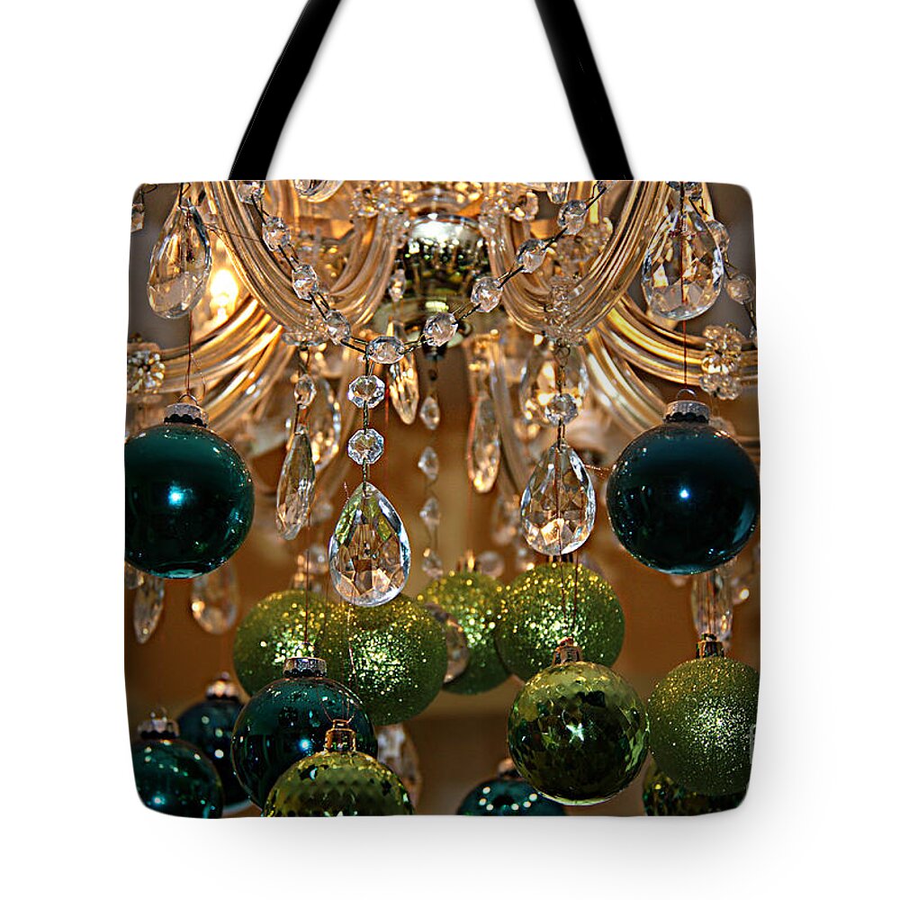 Christmas Decorations Tote Bag featuring the photograph Christmas Chandelier by Jolanta Anna Karolska