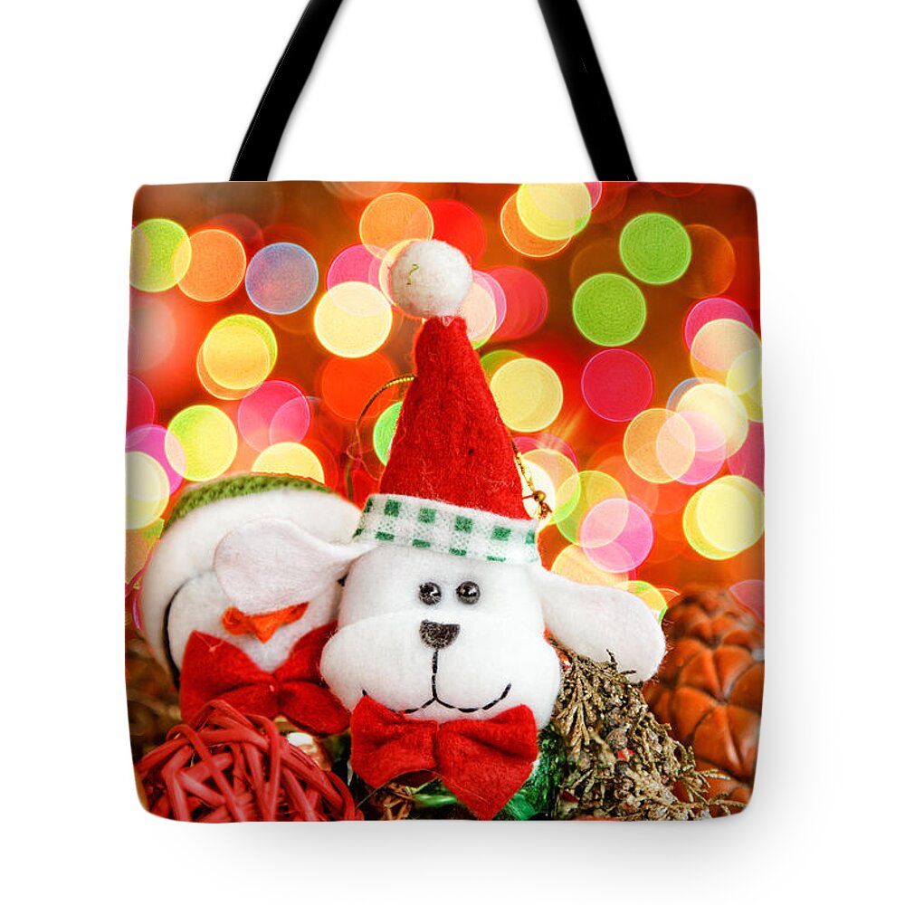 Background Tote Bag featuring the photograph Christmas Dog by Peter Lakomy