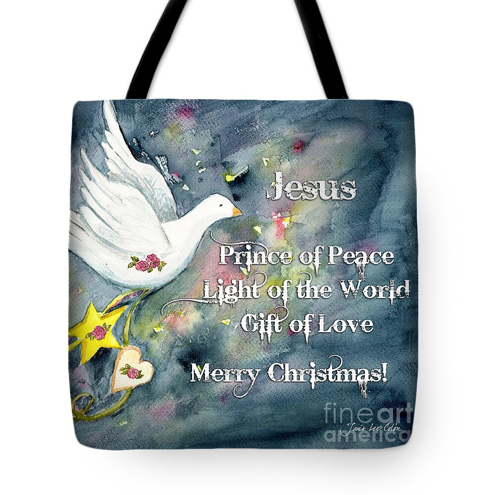 Christmas Tote Bag featuring the painting Christmas Dove by Janis Lee Colon