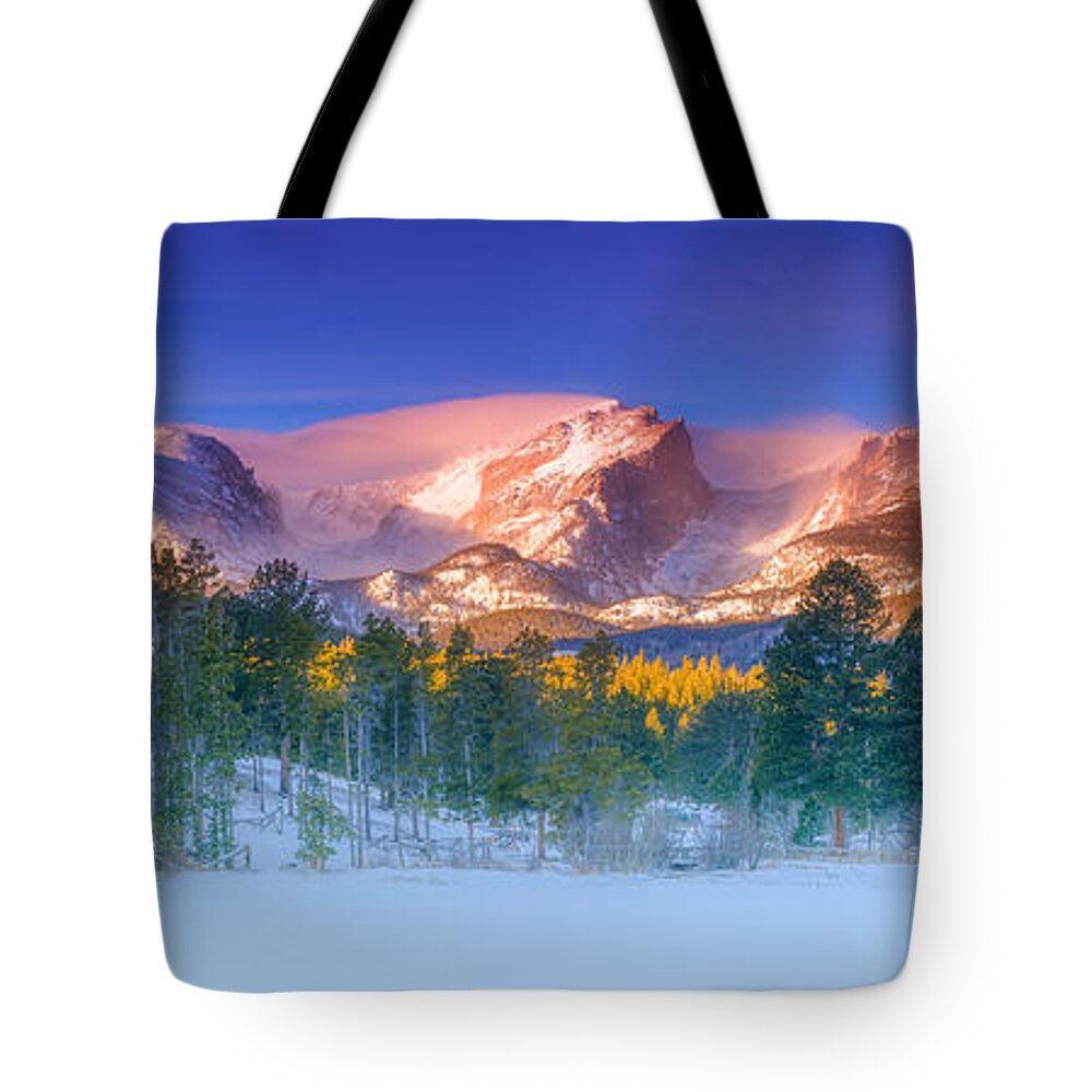 Snow Tote Bag featuring the photograph Christmas Eve at Sprague Lake by Darren White
