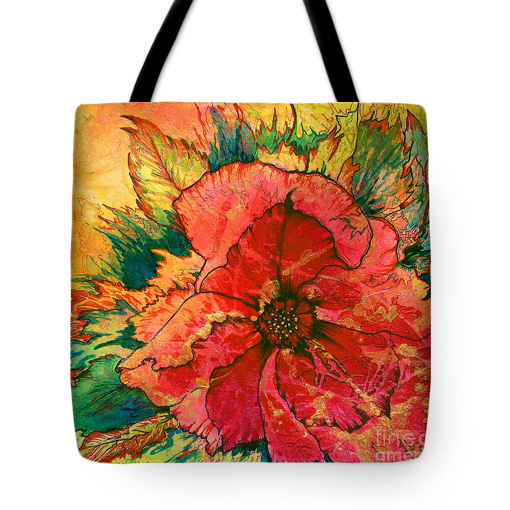 Christmas Tote Bag featuring the painting Christmas Flower by Nancy Cupp