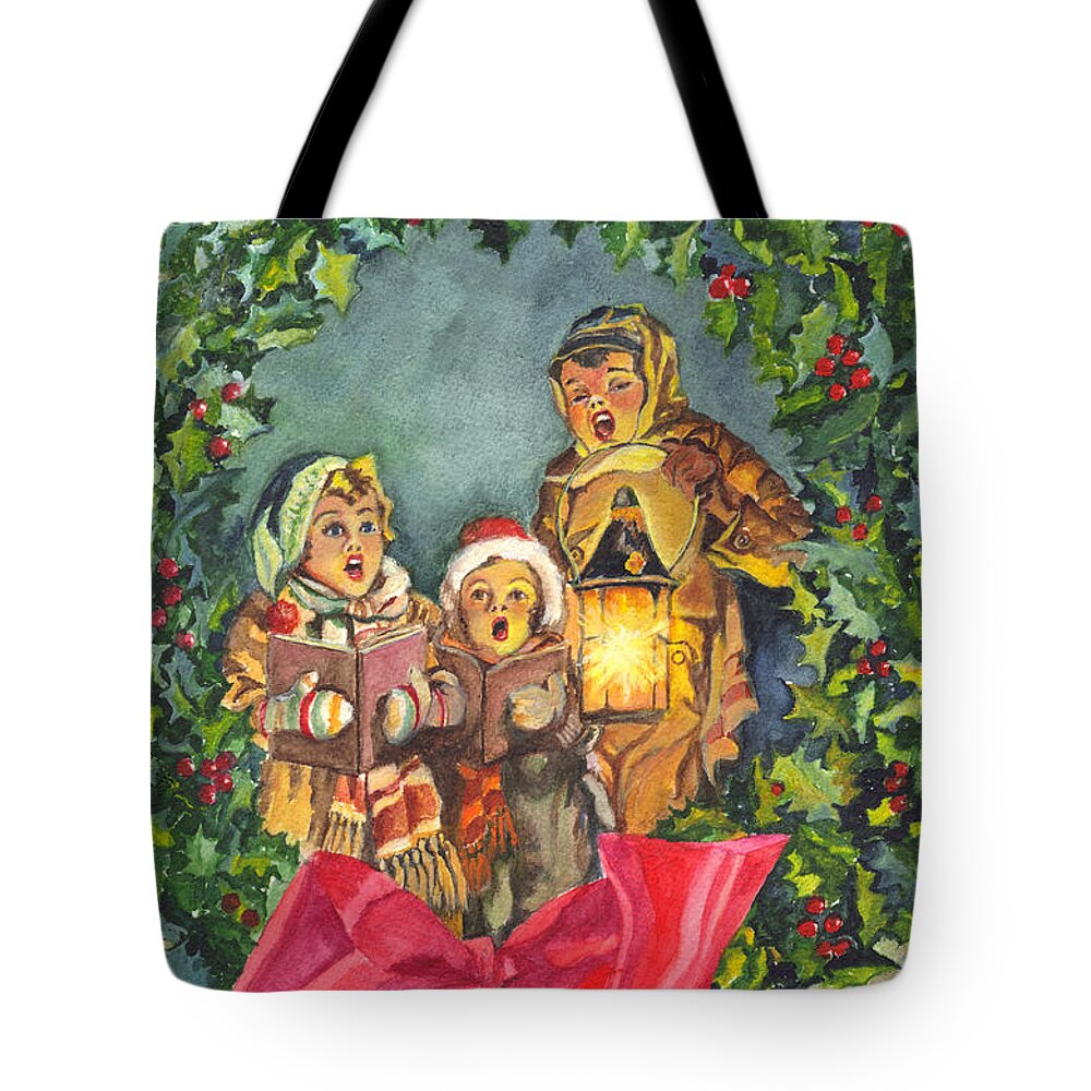 Christmas Tote Bag featuring the painting Happy Holidays by Carol Wisniewski