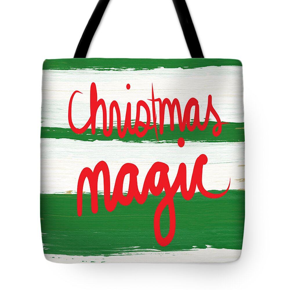 Christmas Tote Bag featuring the mixed media Christmas Magic - Greeting Card by Linda Woods