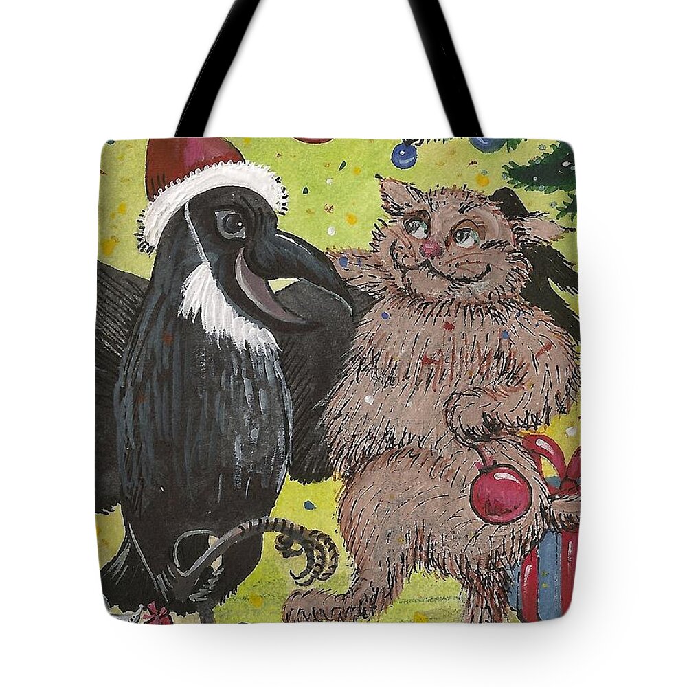 Ryta Tote Bag featuring the painting Christmas Party by Margaryta Yermolayeva