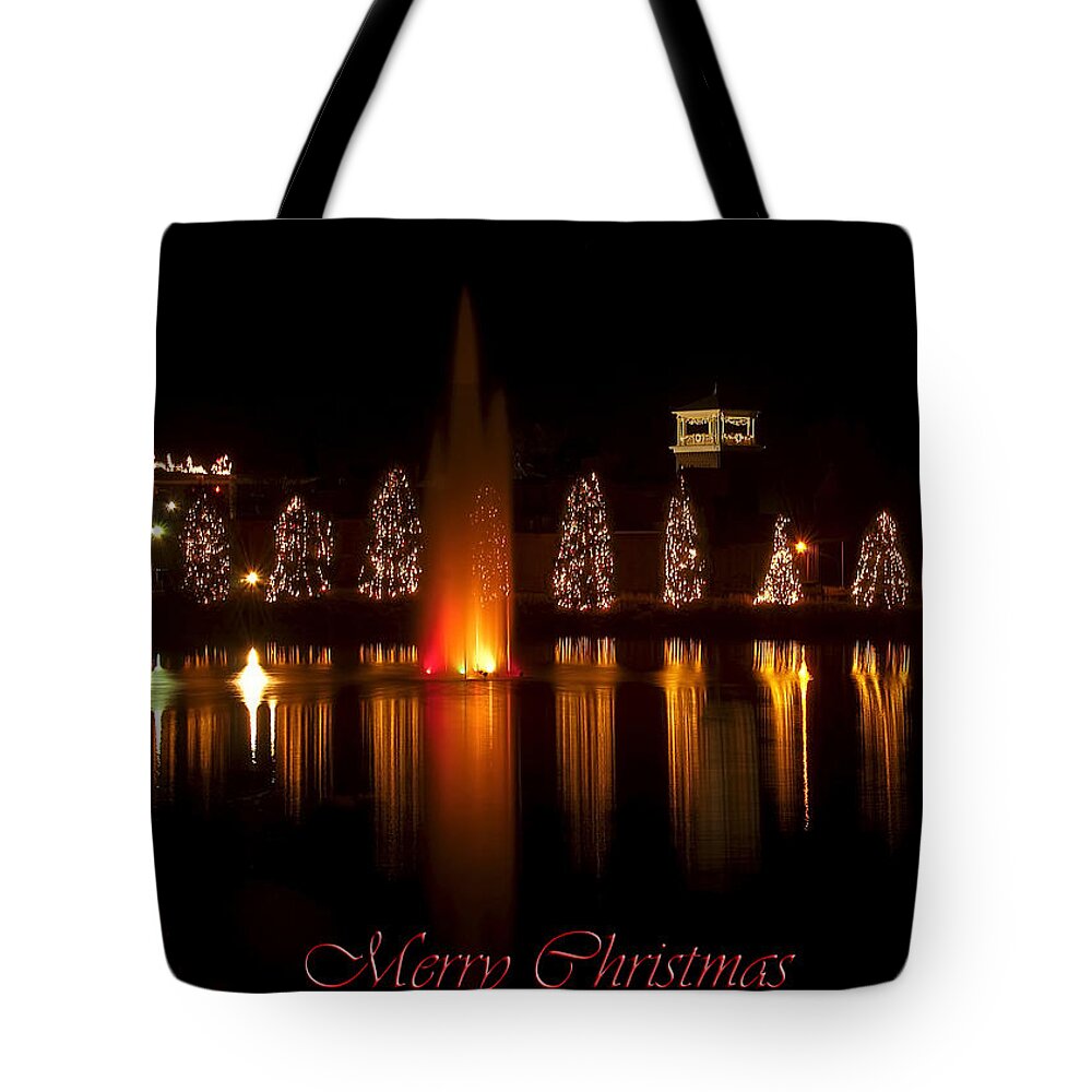 Christmas Trees Tote Bag featuring the digital art Christmas Reflection - Christmas Card by Flees Photos
