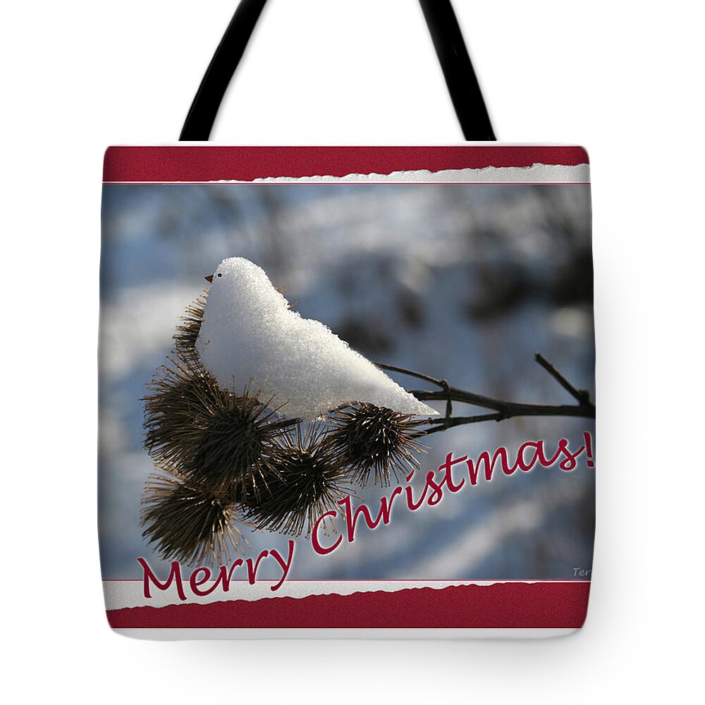 Christmas Tote Bag featuring the photograph Christmas Snow Bird by Terri Harper