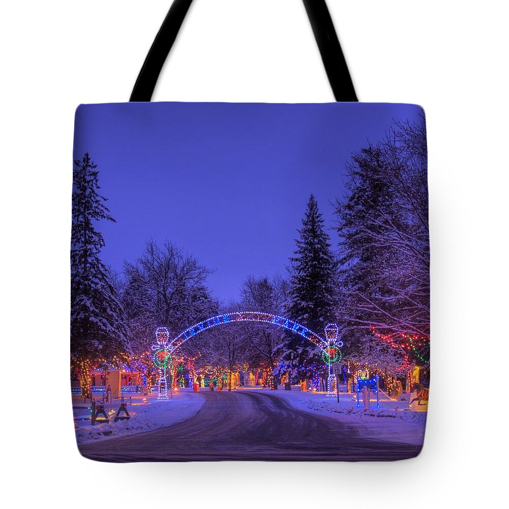 Landscape Tote Bag featuring the photograph Christmas Village by Larry Capra